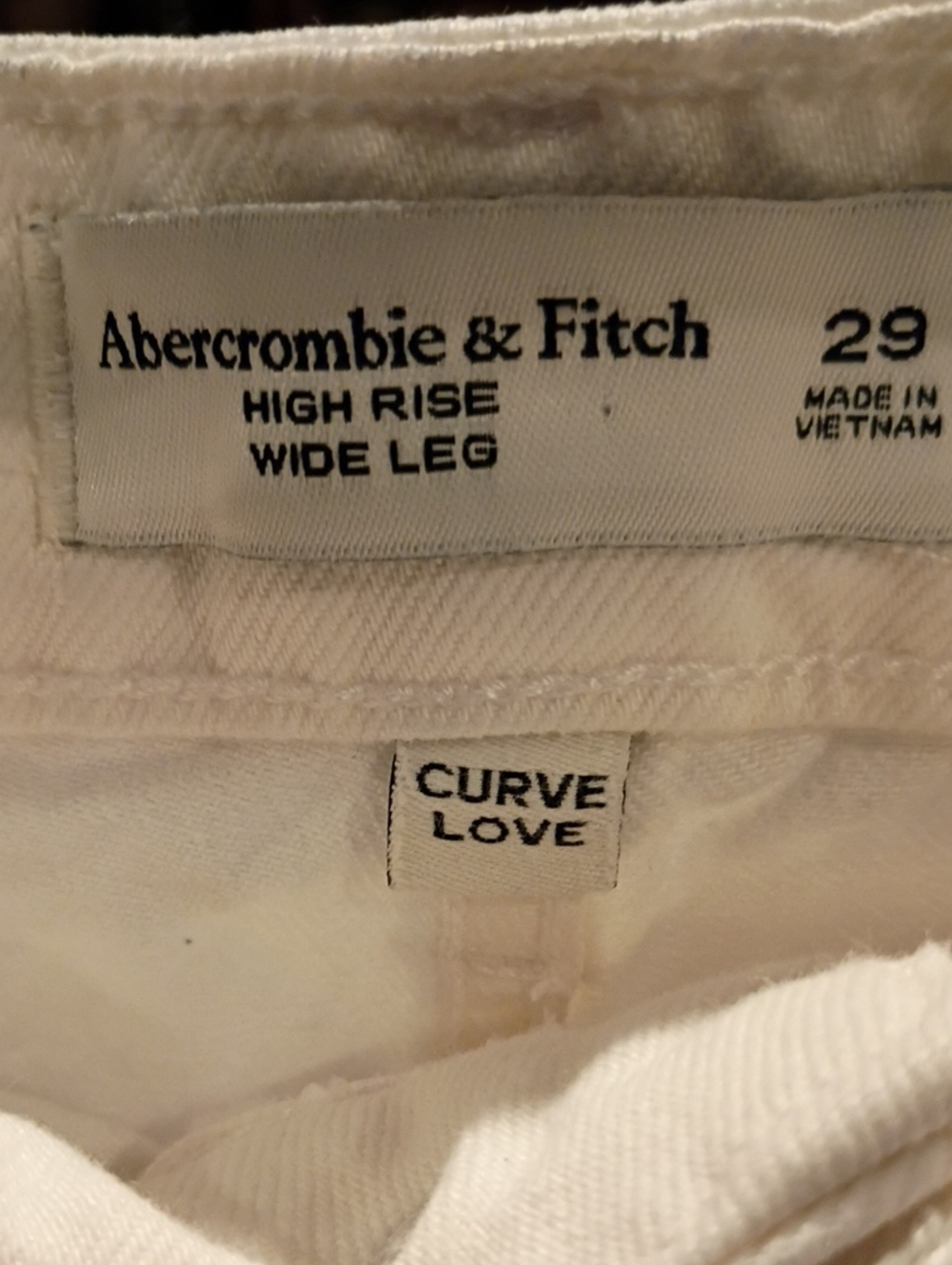 FINAL PRICE Abercrombie & Fitch White High-Rise Wide-Leg  Curve Love Jeans